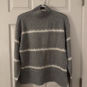 Nine West Mockneck Pullover Sweater, size XS, grey and white stripe